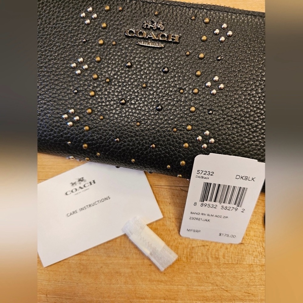 Coach Black Wallet with Rivets NWT - Picture 10 of 10